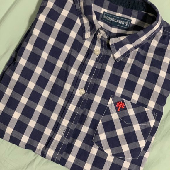 Woodland unisex blue and white check shirt - Picture 2 of 4